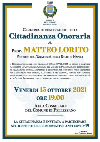 Cittadinanza onoraria al Prof. Matteo Lorito