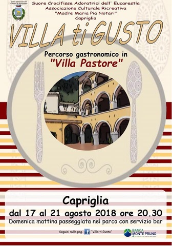 Villa ti gusto: dal 17 al 21 Agosto a Villa Pastore Capriglia 