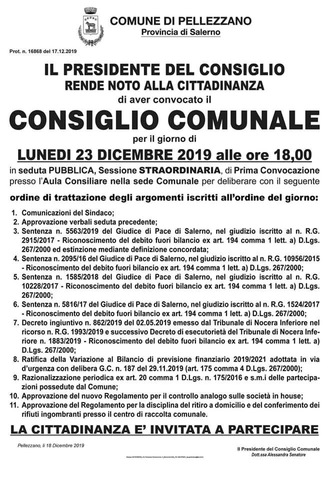 Convocazione Consiglio Comunale 