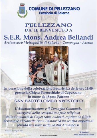 Pellezzano da il benvenuto a S.E.R. Monsignor Andrea Bellandi