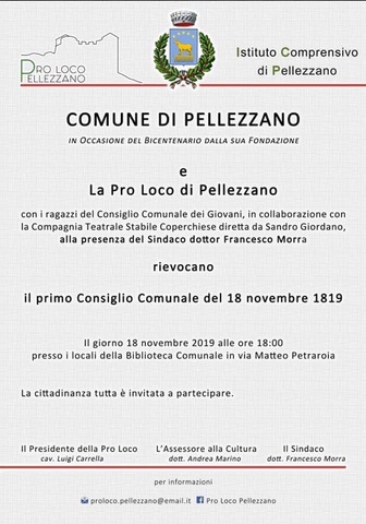 Bicentenario del Comune di Pellezzano, lunedì la rievocazione del primo Consiglio Comunale