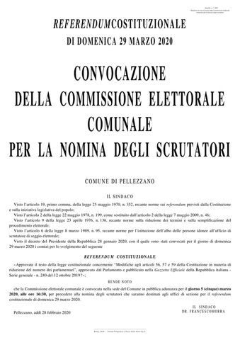 Referendum Costituzionale del 29 Marzo, convocazione Commissione Elettorale 