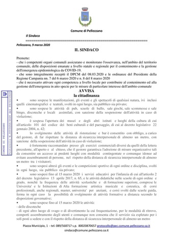 Attivazione del COC per emergenza COVID-19