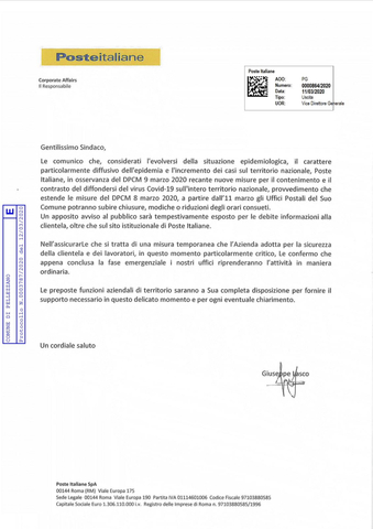 Avviso: chiusura temporanea poste di Coperchia e Pellezzano