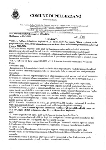 Attivato il piano Antincendio