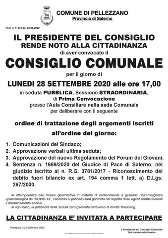 Convocazione Consiglio Comunale 