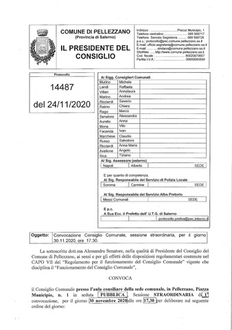 Convocazione Consiglio Comunale 