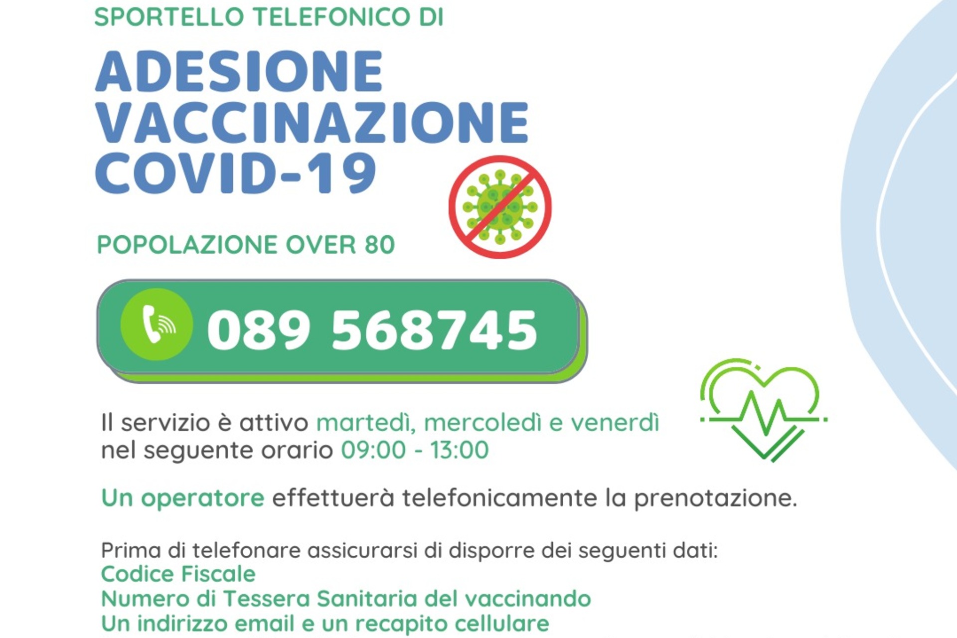 Attivato Lo Sportello Di Assistenza Per Prenotazione Vaccino Covid 19 Per Over 80 Comune Di Pellezzano