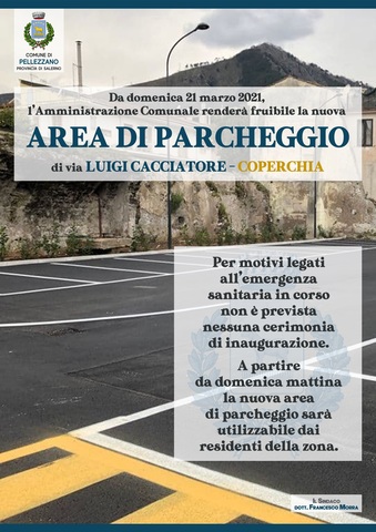 Aperto da domenica il nuovo parcheggio in Via L.Cacciatore