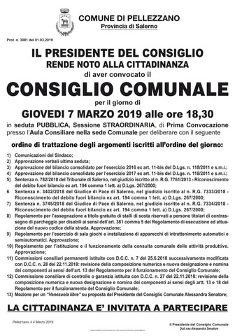 Convocazione Consiglio Comunale